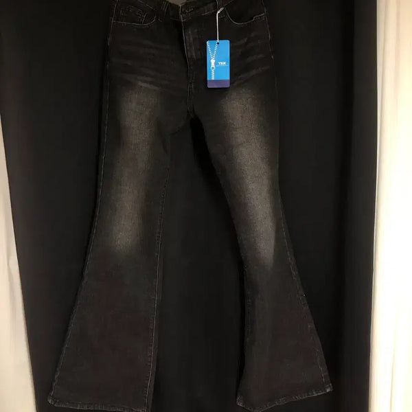 [BUNJANG] Women's Black Bootcut Jeans with Hip Padding - Size L / 새상품 골반뽕 롱 청바지 블랙 L 부츠컷