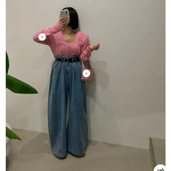 [BUNJANG] Antique J Belted Denim Pants / 엔티크제이 벨트절개데님