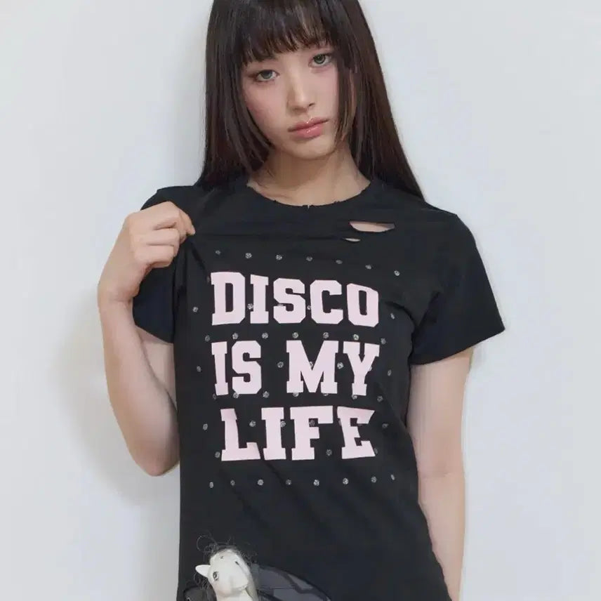 [BUNJANG] Love Is True SY Disco Damage Tee (Black) / 러브이즈트루 SY DISCO DAMAGE TEE(BLACK)