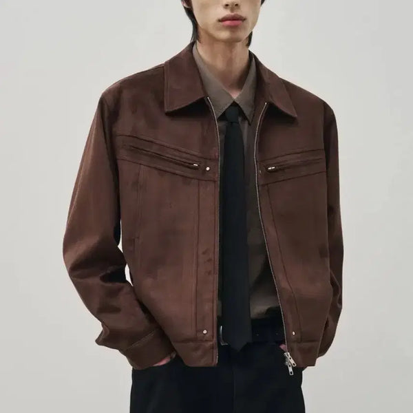 [BUNJANG] Alice Diagonal Suede Trucker Jacket Brown / (새상품/L) 알리스 다이애그널 스웨이드 트러커 자켓 [브라운]
