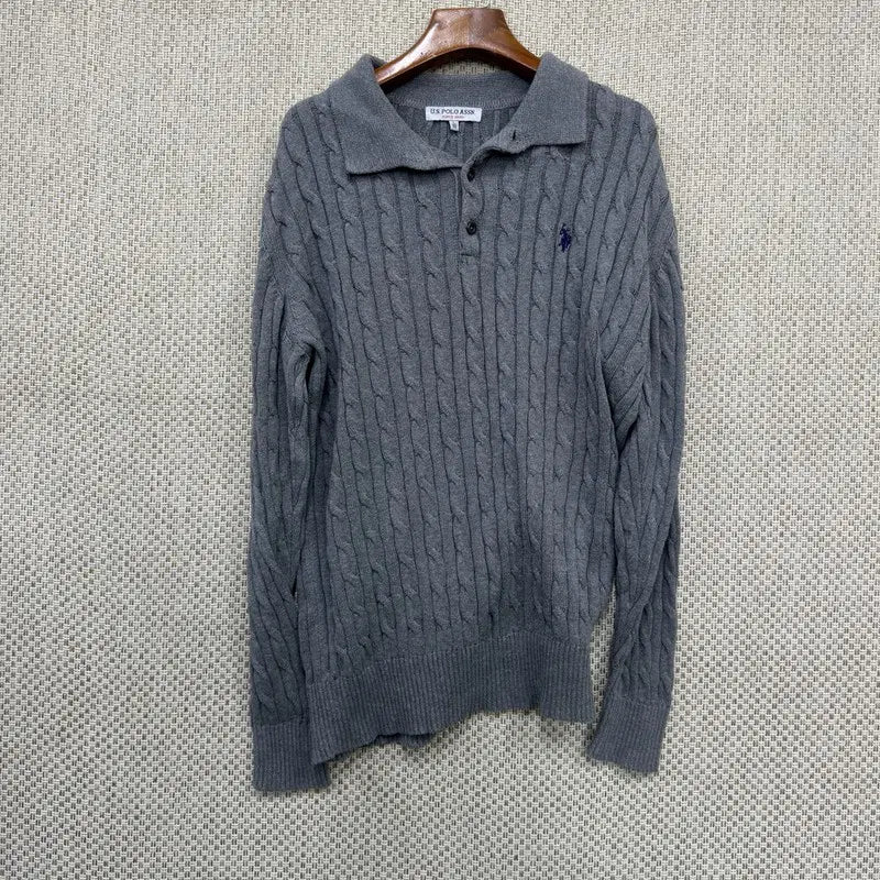 [BUNJANG] US Polo Assn. Cable Knit Sweater L / US폴로 꽈배기 니트 스웨터 L H04033