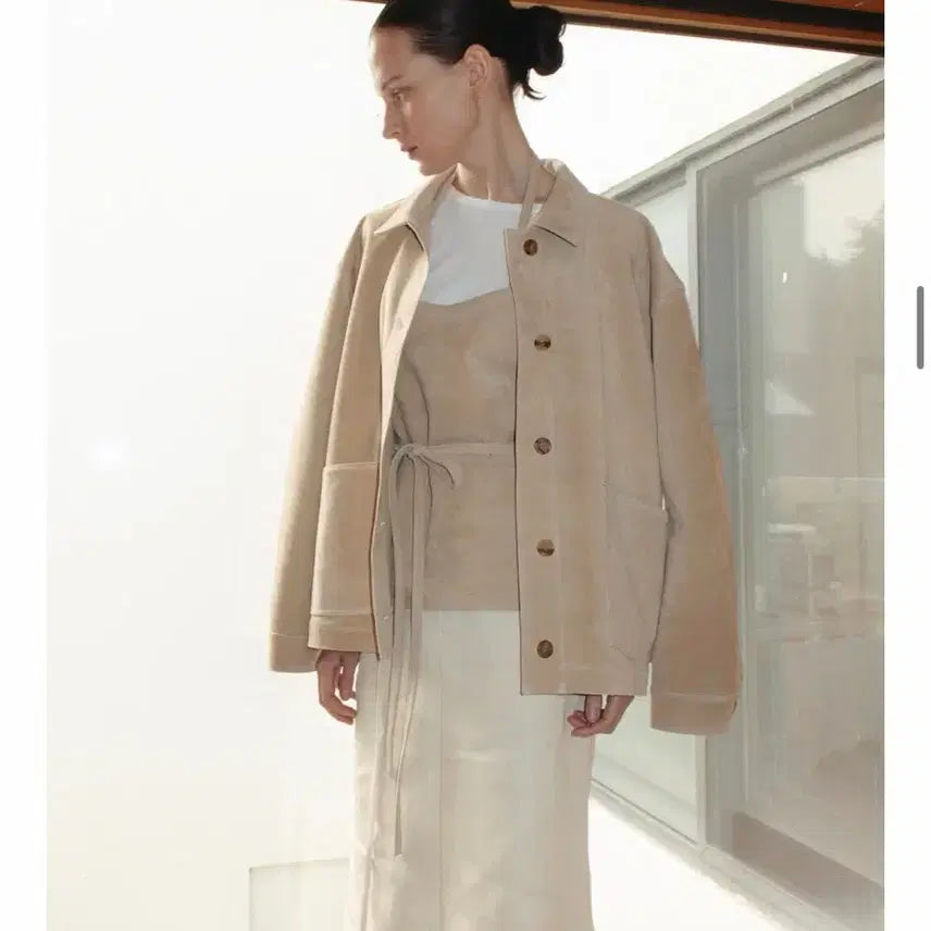 [BUNJANG] Monoha Suede Work Jacket (Light Beige) / 모노하 스웨이드 자켓 Monoha Suede work jacket (light beige)