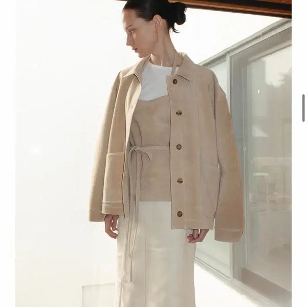 [BUNJANG] Monoha Suede Work Jacket (Light Beige) / 모노하 스웨이드 자켓 Monoha Suede work jacket (light beige)
