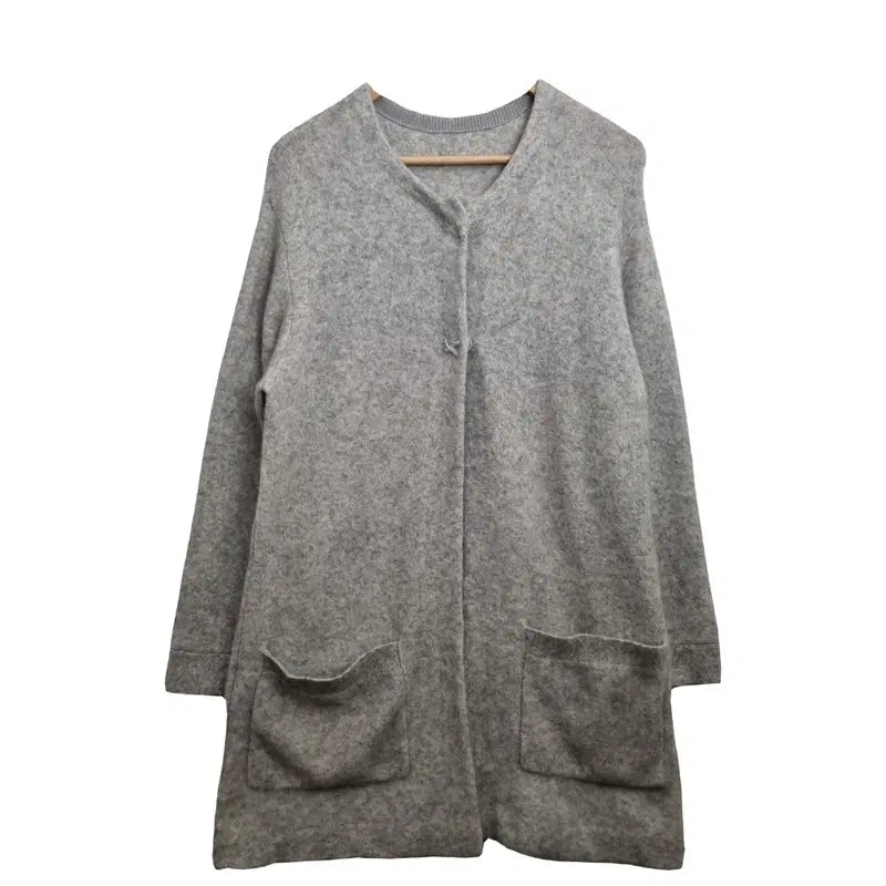 [BUNJANG] Women's Light Gray Long Cardigan (L) / JPN 라이트 그레이 롱가디건 [L] 여성 울니트 가디건