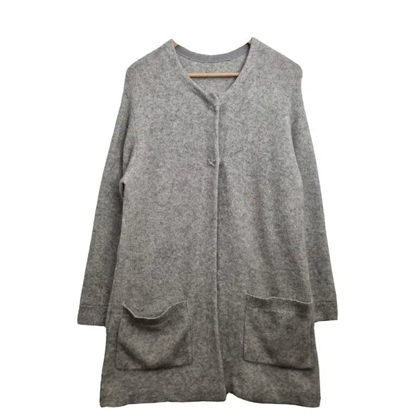 [BUNJANG] Women's Light Gray Long Cardigan (L) / JPN 라이트 그레이 롱가디건 [L] 여성 울니트 가디건