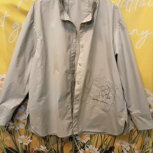 [BUNJANG] Beige Embroidered Shirt / 55S]    베이지색 셔츠