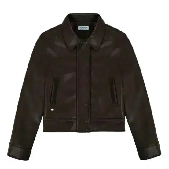[BUNJANG] Faye Jade Dandy Leather Padded Jumper Jacket Brown / 페일제이드 댄디 레더 패디드 점퍼 자켓 브라운