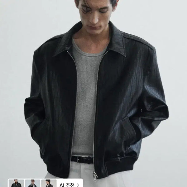 [BUNJANG] Blairer Align Crack Leather Crop Jacket / (새상품)블레리어 얼라인 크랙 레더 크롭자켓
