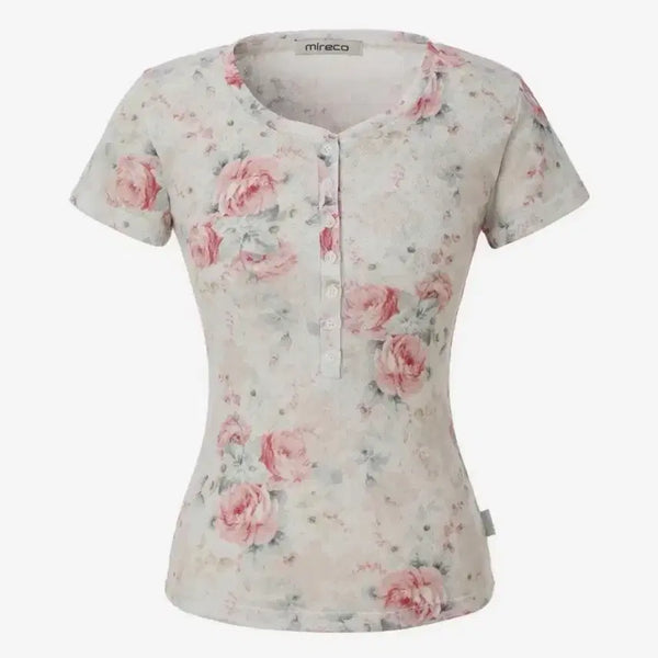 [BUNJANG] Mireco Flower Button T Ivory / 미레코 FLOWER BUTTON T IVORY