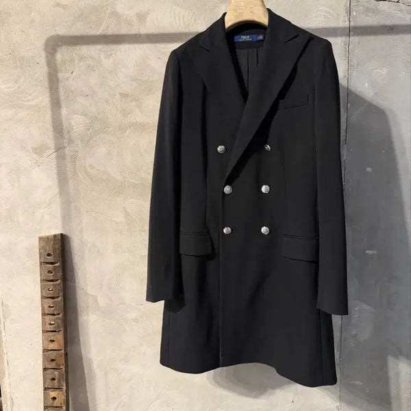 [BUNJANG] Polo Ralph Lauren Silver Button Double-Breasted Coat / 폴로 랄프로렌 은장 더블브레스티드 코트 여성66-77
