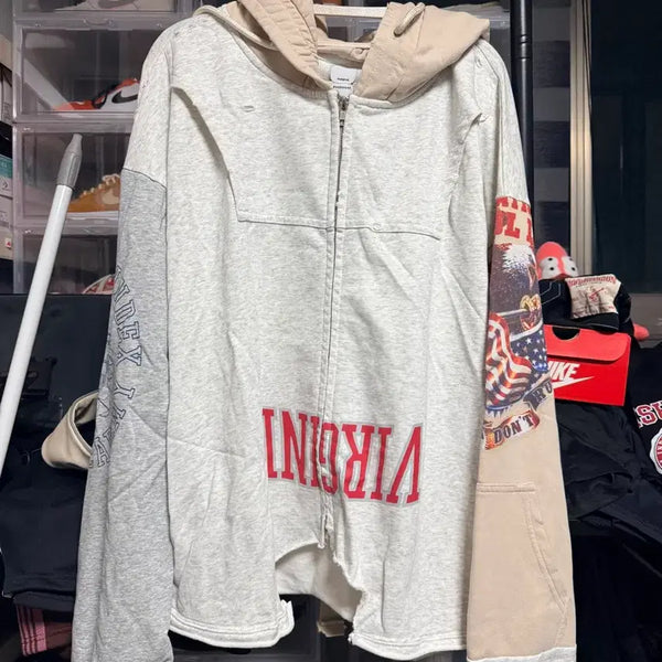 [BUNJANG] Protocol Index Upside Down Zip Hoodie Ivory Size 3 / 프로토콜 인덱스 업사이드 다운 집 후드 아이보리(3사이즈)