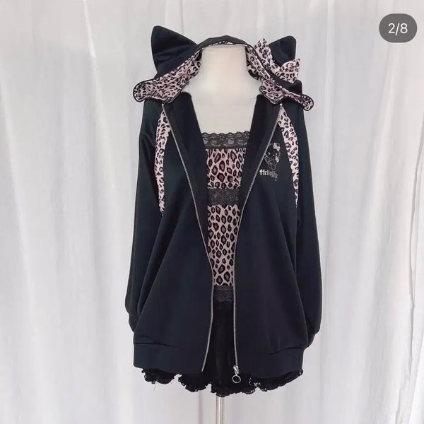 [BUNJANG] Hello Kitty Gyaru Jileokye Zip-Up Vest Set / 헬로키티 갸루 지뢰계 집업 나시
