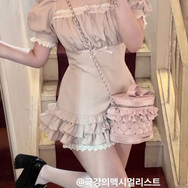 [BUNJANG] Pium Mesh Tiered Short Sleeve Setup / 피움pium 망사전환 튤티어드 반팔셋업 히메갸루일브스나계양산형지뢰계리즈리사아이당클럽