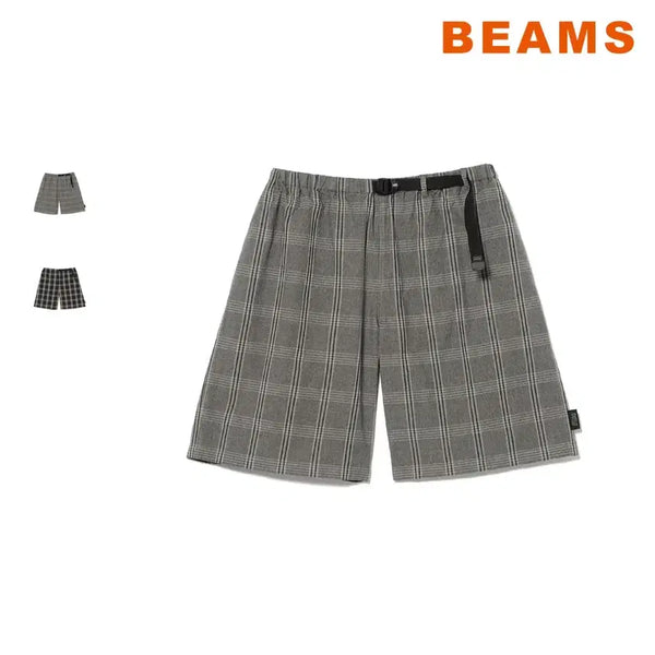[BUNJANG] BEAMS All-Purpose Cotton Linen Check Shorts / 빔즈 세단올퍼포즈 코튼리넨 체크 반바지