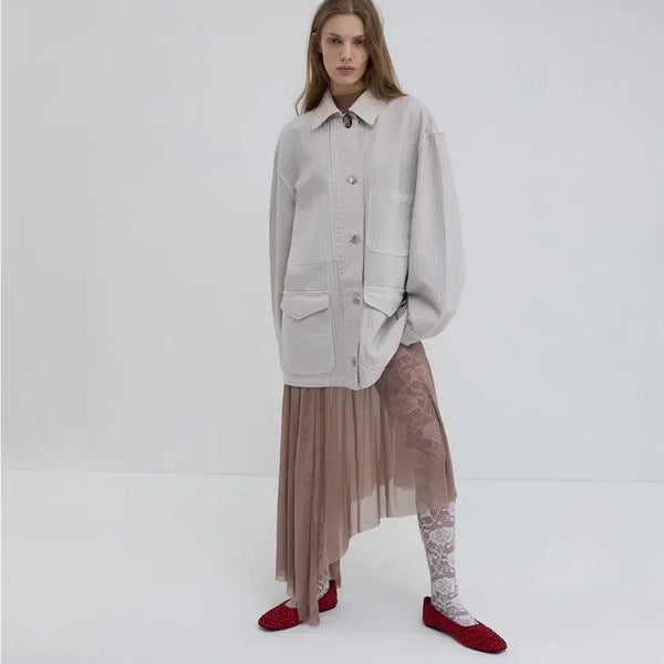 [BUNJANG] Overdue Flare Vintage Work Jacket Light Grey / 오버듀플레어 택달린 새상품 빈티지 워크자켓 여성워크자켓 여성가을자켓 여성점퍼