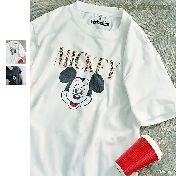[BUNJANG] Freaks Store Mickey Mouse Leopard Logo T-Shirt / 굿락스피드 미키마우스 레오파드 로고 티셔츠