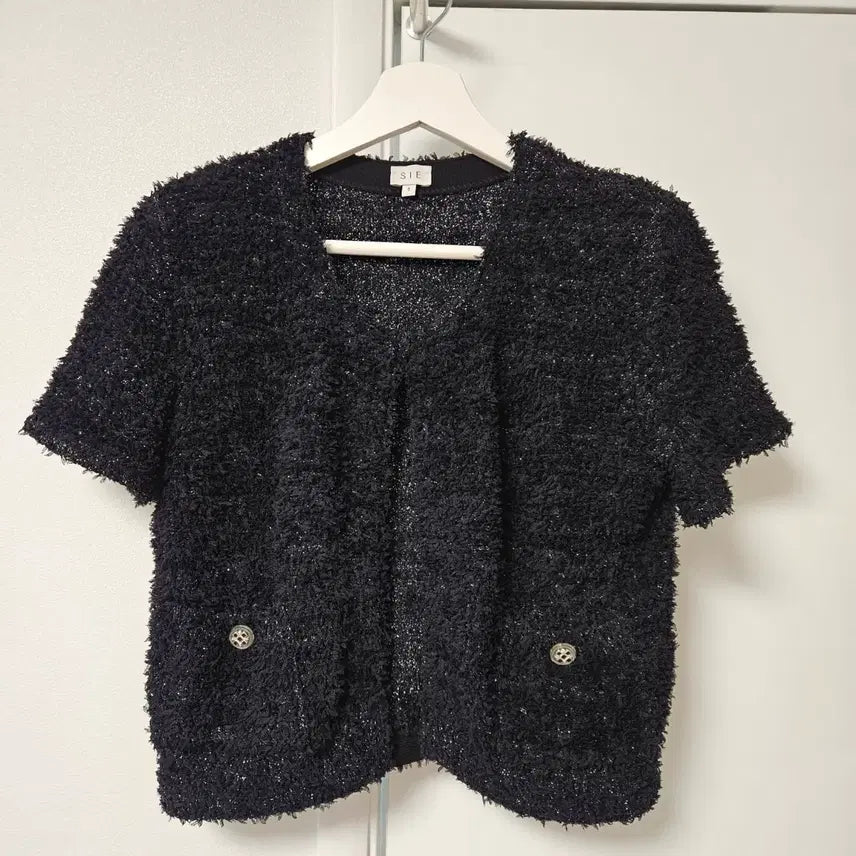 [BUNJANG] SIEH Glitter Textured Cardigan Black / 시에 글리터 텍스처드 가디건 블랙