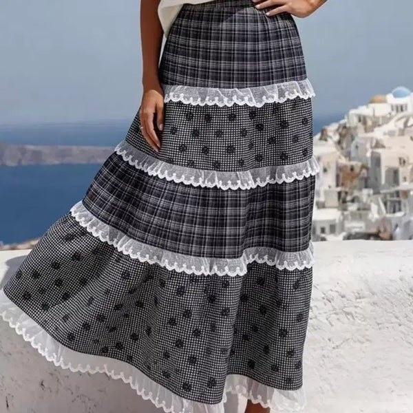 [BUNJANG] Check Pattern Ruffle Maxi Skirt / 체크 패턴 캉캉롱 스커트
