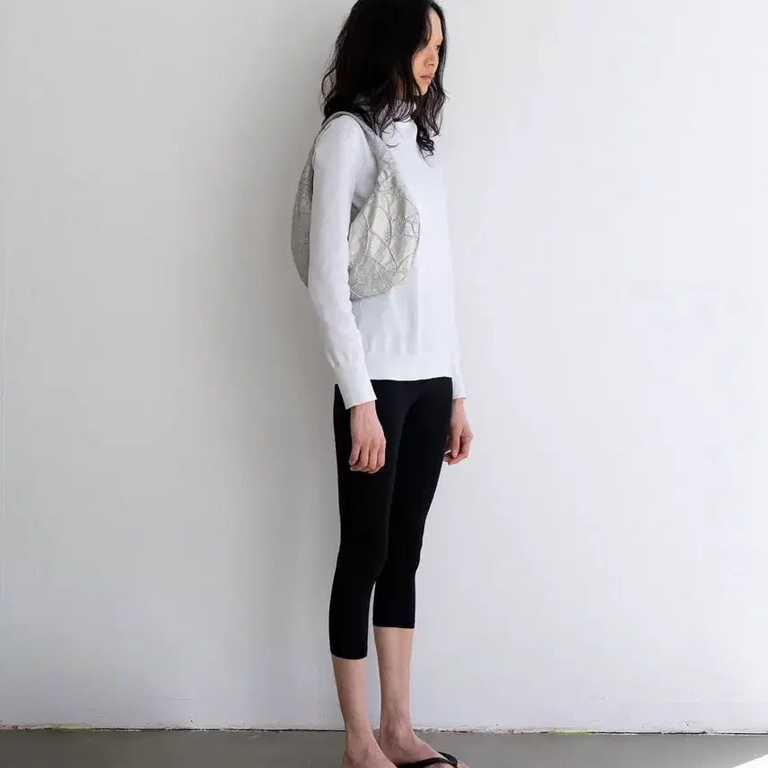 [BUNJANG] Regular Patchwork Hobo Bag Silver / 레귤러 패치워크 호보백 실버 (미사용새상품)