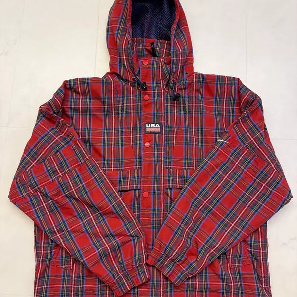 [BUNJANG] Nike Plaid Swoosh Stripe Jacket / 나이키 플래드 스우시 스트라이프 자켓