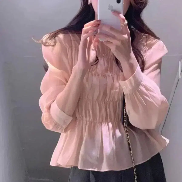 [BUNJANG] Morgent Without Summer See-Through Blouse (Pink) / 모겐트 위드아웃썸머 시스루 블라우스 (핑크)