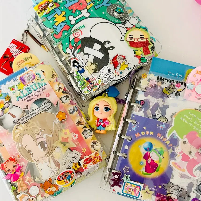 [BUNJANG] Korean Classic Diary Set with Stickers and Keychain / 한국 고전 다이어리 셋업 다꾸 다이어리커스텀(초록)