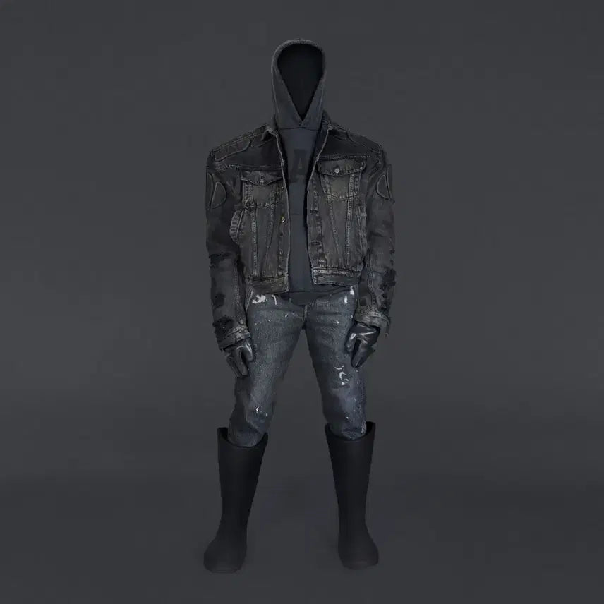 [BUNJANG] Yeezy Kanye Padded Denim Jacket Black / [M] YEEZY 칸예 패디드 데님 흑청