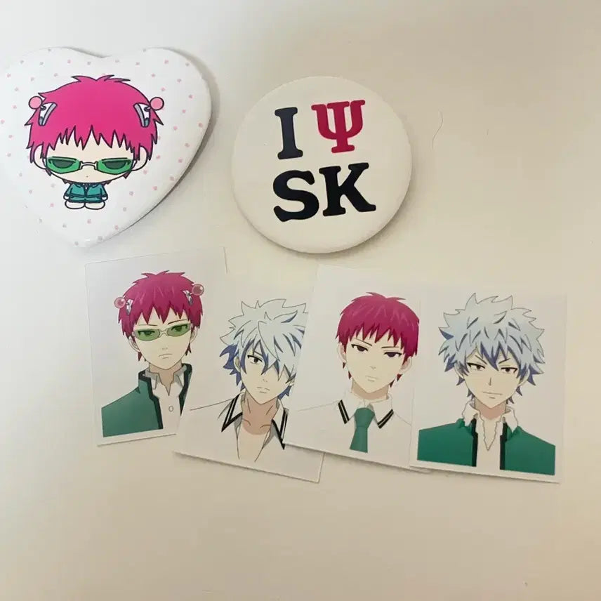 [BUNJANG] Saiki K. - Character Can Badge & Proof Photo Bundle Set / 사이키 쿠스오의 재난 캔뱃지 증명사진 비공굿 일괄