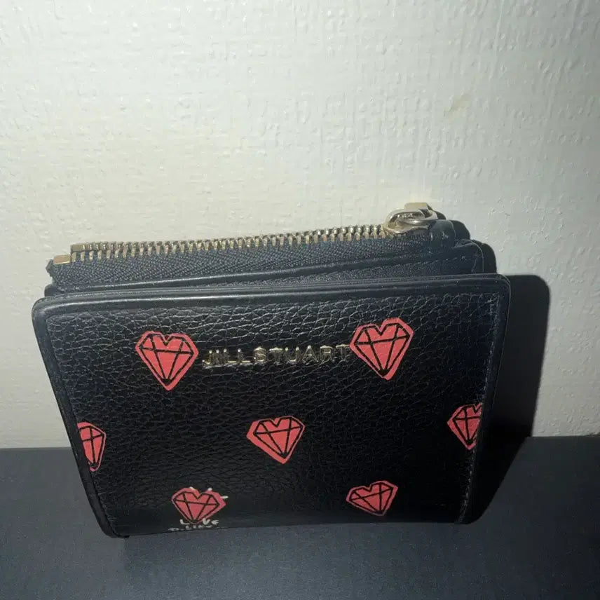 [BUNJANG] JILLSTUART Black Heart Pattern Bifold Wallet / 질스튜어트 블랙 하트 패턴 반지갑