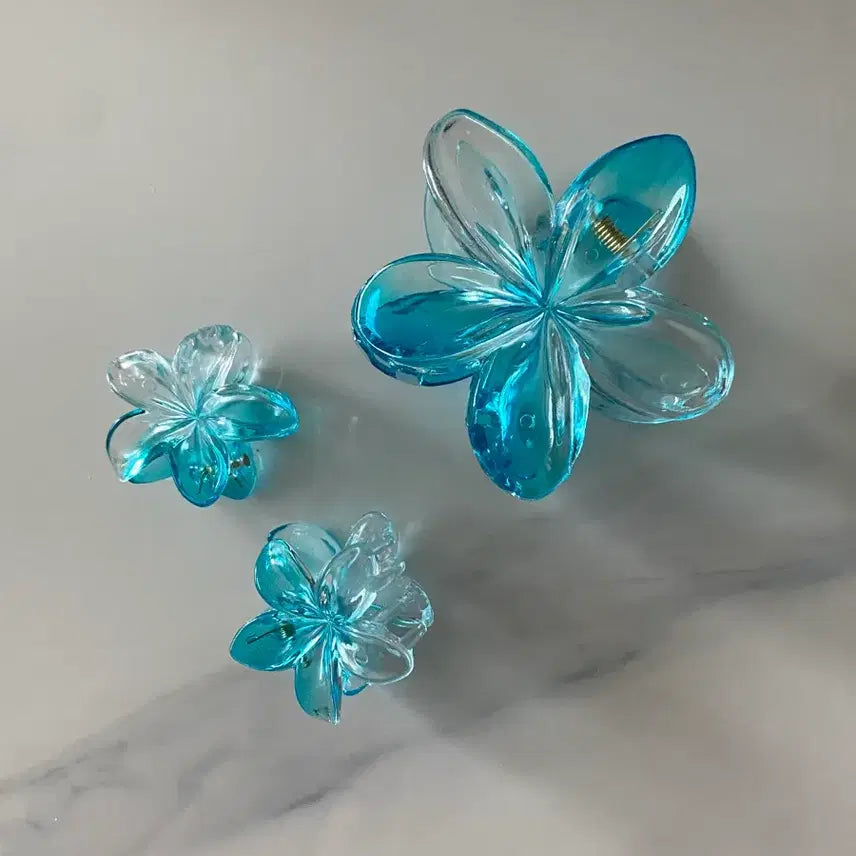 [BUNJANG] Flower Hair Claw Clip Set (Blue) / [새상품] 꽃 헤어집게핀 세트 (블루)
