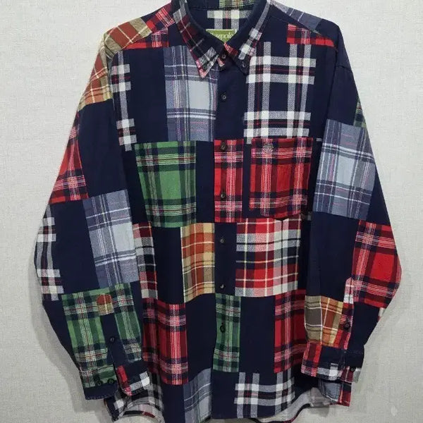 [BUNJANG] Maypole Check Patchwork Shirt Men's / maypole체크 패치워크 셔츠 남성