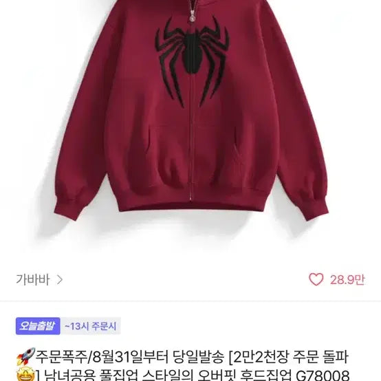[BUNJANG] Spider-Man Hooded Zip-Up Jacket / 스파이더맨 후드집업