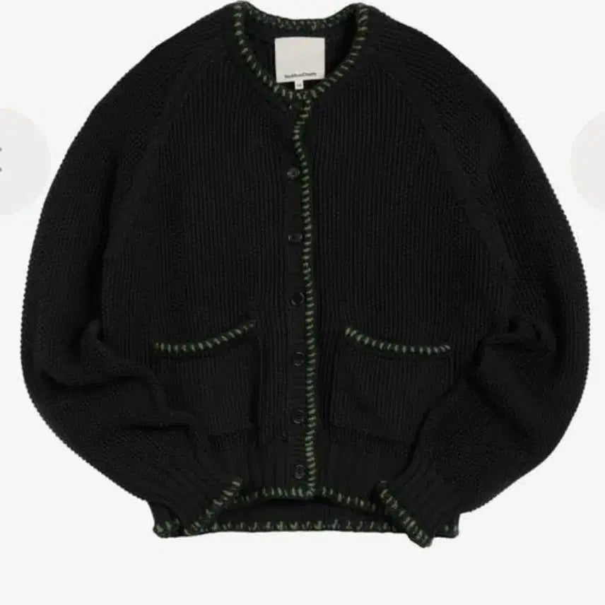 [BUNJANG] YMC Color Block Round Neck Cardigan / YMC 라운드넥 가디건 블랙 그린 배색