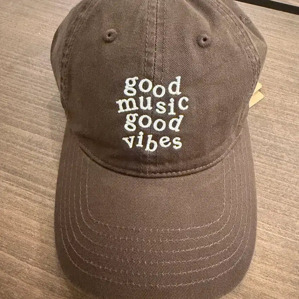 [BUNJANG] Good Music Good Vibes Washed Brown Embroidery Ball Cap / Good Music Good Vibes 워시드 브라운 자수 볼캡