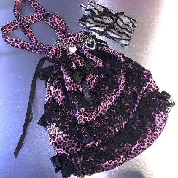 [BUNJANG] Baby Metal Club Leopard Ribbon Bag (Pink) / 베메클 레오파드 리본 백 (핑크) / 베이비메탈클럽 갸루