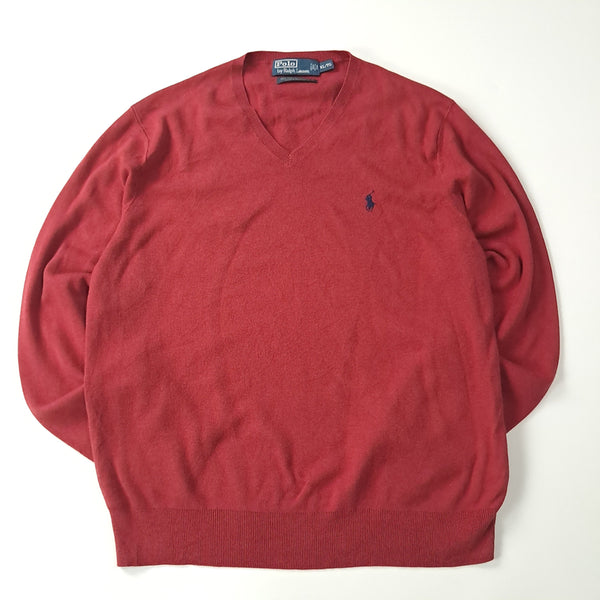 [BUNJANG] Polo Ralph Lauren Pima Cotton V-Neck Knit Sweater - Red XL / CA987 XL 폴로 00s 피마코튼 브렉레드 V넥 니트 스웨터