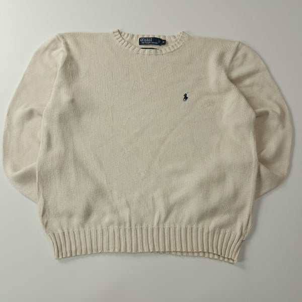 [BUNJANG] Polo Ralph Lauren 00s Oversized White Crewneck Knit Sweater M / CA991 M 폴로 00s 오버핏 화이트 크루넥 니트 스웨터