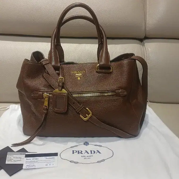 [BUNJANG] Prada Vitello Daino 2-Way Tote/Shoulder Bag BN2793 (Dark Brown) / 정품 프라다 비텔로 다이노 2way 토트/숄더백 (BN2793)
