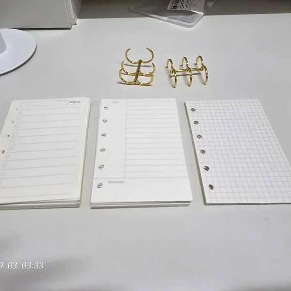 [BUNJANG] A7 Size 6-Ring Binder Set with 3 Types of Inserts (Lined, Checklist, Grid) / a7사이즈 6공 다이어리 속지 3종 (줄지/체크리스트/모눈) + 링 바인더