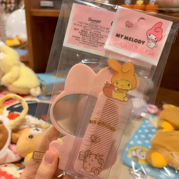 [BUNJANG] Vintage Sanrio My Melody Strawberry Mirror & Comb Set (Sealed) / 고전 산리오 마이멜로디 딸기 거울 빗 세트 미개봉