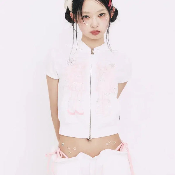 [BUNJANG] YOUHEE GRAPHIC HOOD ZIP-UP_WHITE / 유희 YOUHEE FRIENDS GRAPHIC HOOD ZIP-UP_WHITE