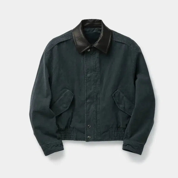 [BUNJANG] COOR 26SS Washed Cationic Bomber Jacket with Leather Collar (Washed Navy) / 26SS COOR 레더 카라 워시드 캐티오닉 봄버 (워시드네이비)무신사단독