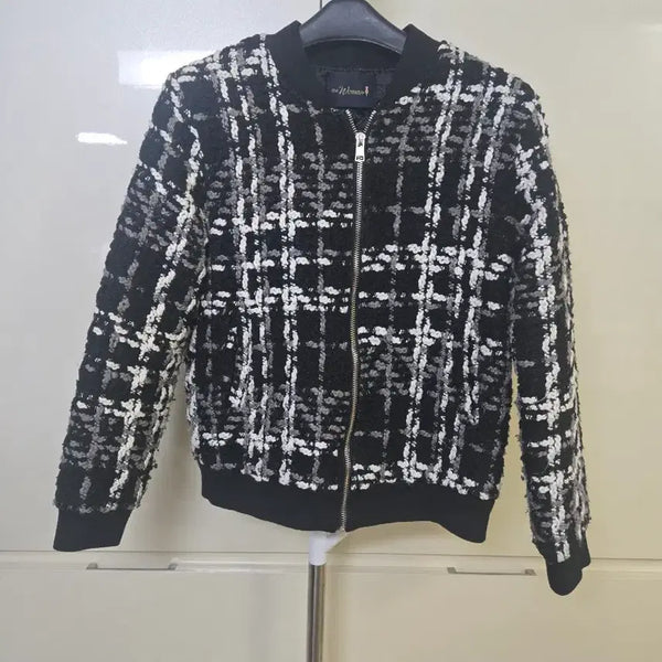 [BUNJANG] The Woman Tweed Check Bomber Jacket / 더우먼 트위드 체크 봄버 자켓