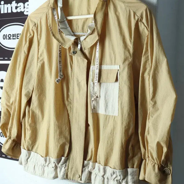 [BUNJANG] W(F) Brand Vintage Zip-Up Windbreaker Jacket Lightweight Cropped / W(F) 브랜드빈티지 집업 바람막이 점퍼자켓 경량 크롭-H38292