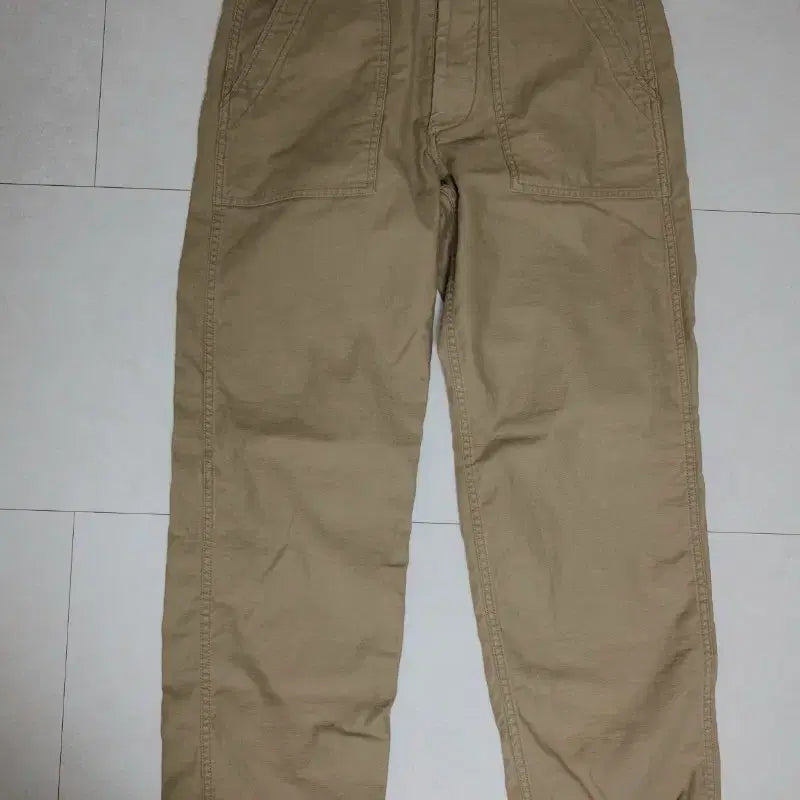 [BUNJANG] Our Gingham 14 Fatique Pants Beige / [1] 아워셀브스 백사틴 퍼티그 팬츠 베이지