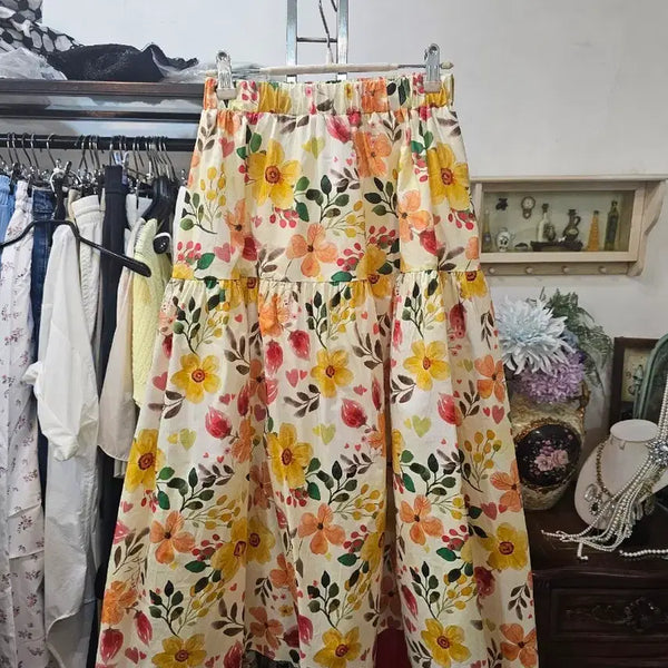 [BUNJANG] Flower Flare Banding Skirt / 플라워 플레어 밴딩스컷