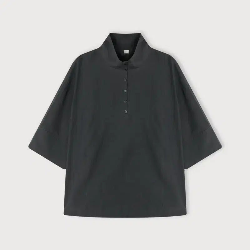 [BUNJANG] ETHOS Half Neck Summer Shirt Charcoal / 에토스 ETHOS HALF NECK SUMMER SHIRT