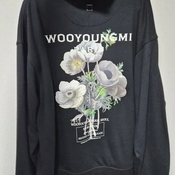 [BUNJANG] Wooyoungmi Flower Hoodie Black / 우영미 플라워 후드티 블랙