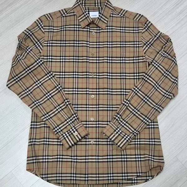 [BUNJANG] Burberry Small Scale Check Stretch Cotton Shirt - Archive Beige / [L] 버버리 스몰 스케일 체크 스트레치 코튼 셔츠 - 아카이브 베이지