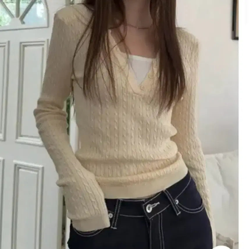 [BUNJANG] Satomi Radio Cable Knit Sweater / 사토미라디오 케이블 니트